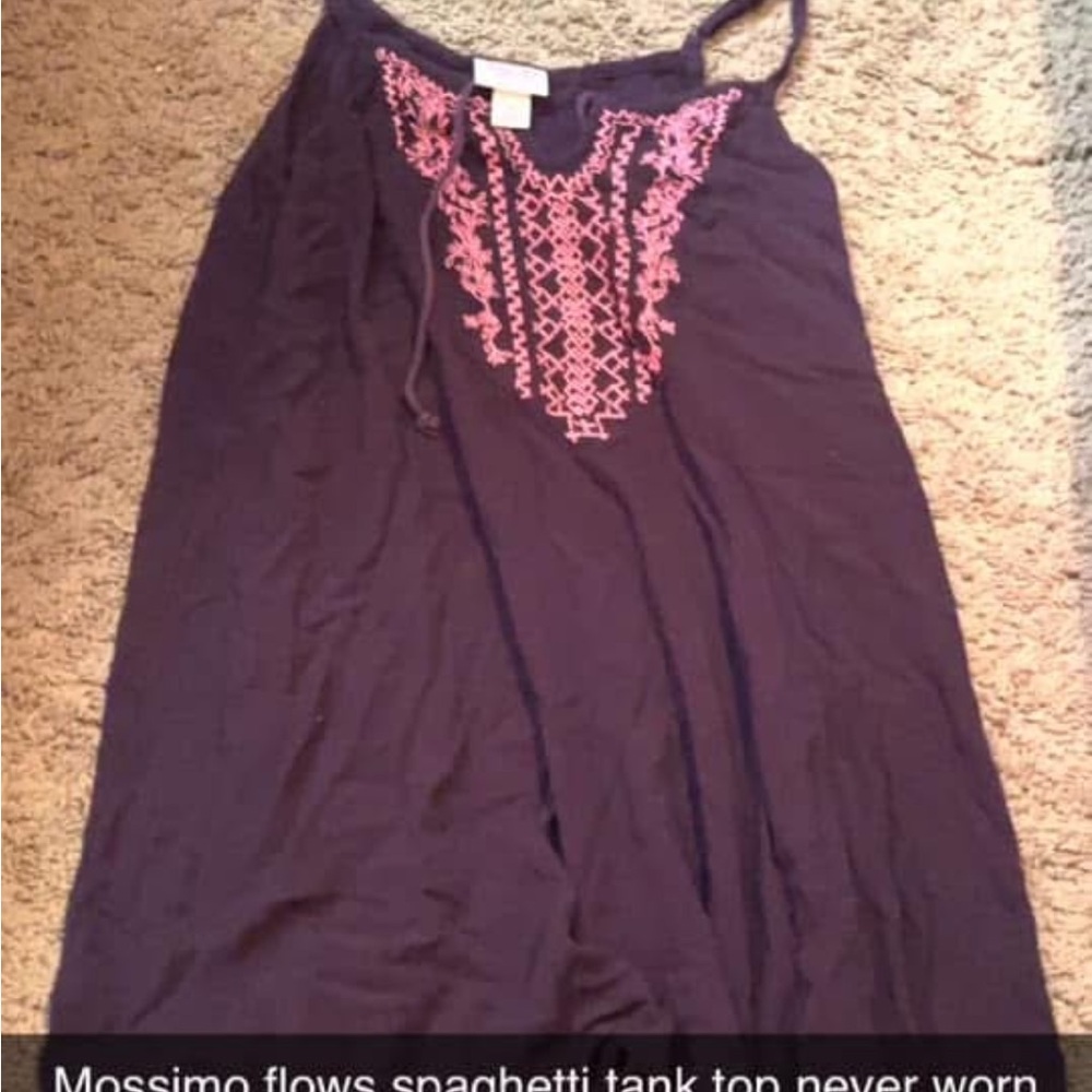 Purple Tank Top with Pink Embroidery